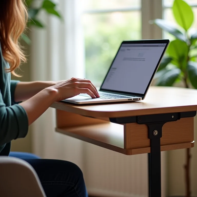 Mesa lateral em C para notebook em home office