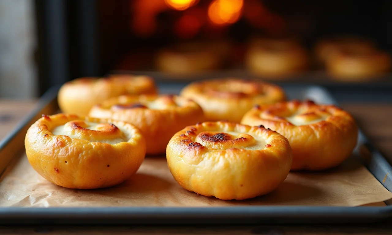 Metades de pupunha assadas no forno, douradas e apetitosas.