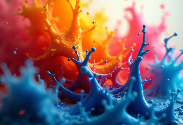 Mistura de tintas coloridas formando padrões abstratos