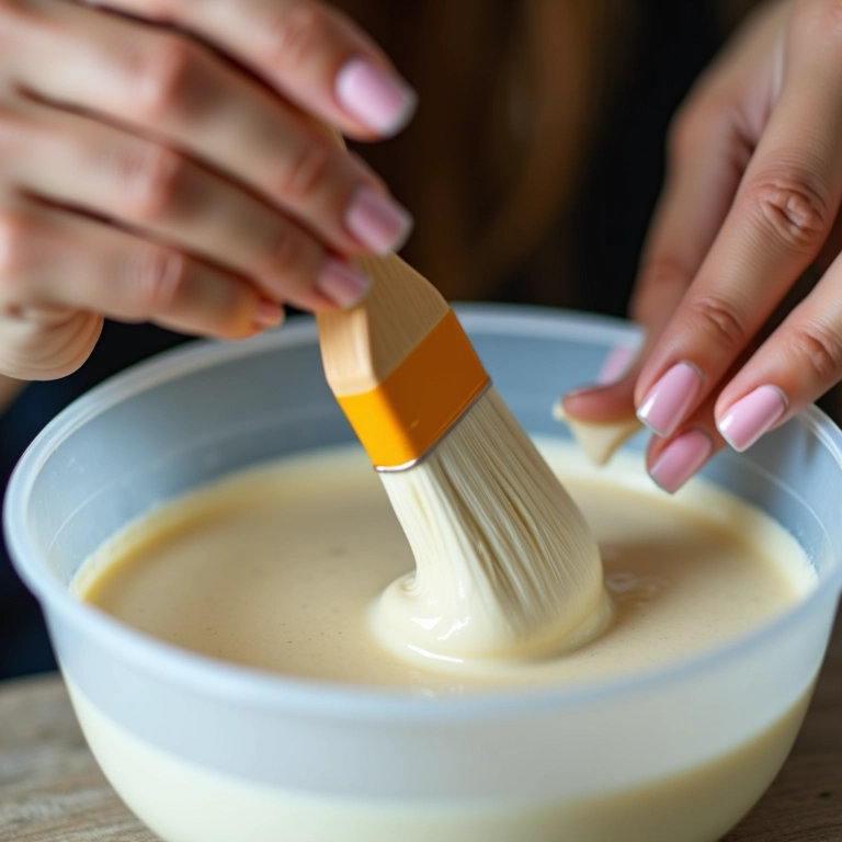 Misturando o descolorante para aplicação no cabelo.