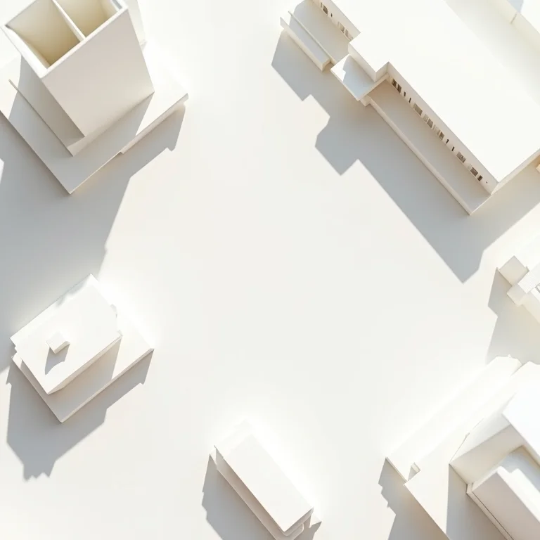 Modelos arquitetônicos e amostras de piso representando um projeto detalhado de reforma.