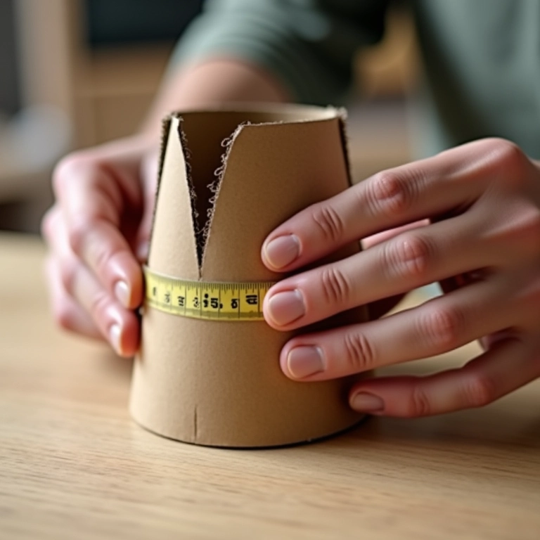 Moldando o cone do chapéu de bruxa de papelão.