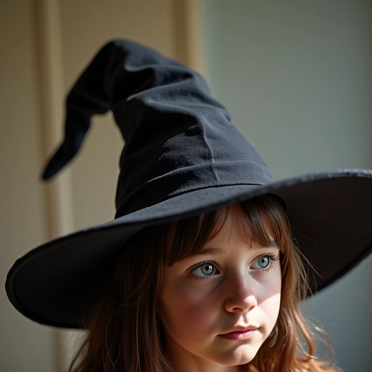 Montando o chapéu de bruxa de papelão.