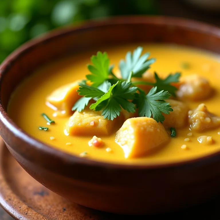 Moqueca baiana cremosa em tigela rústica