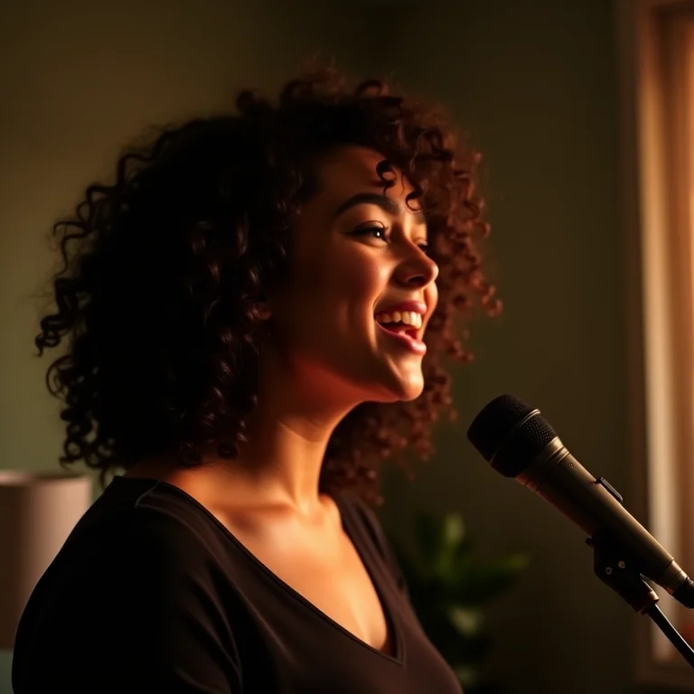 Mulher apaixonada compartilhando seus talentos no Youtube