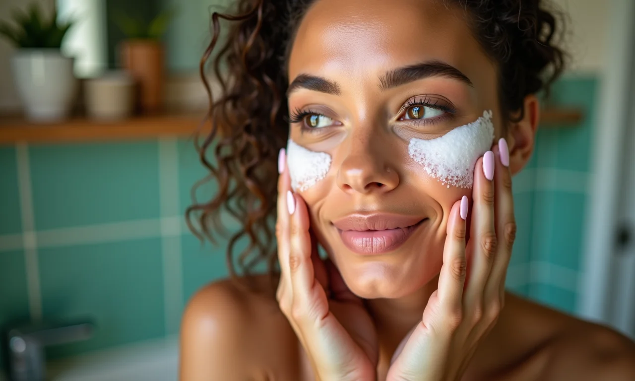 Mulher aplicando La Roche-Posay Effaclar Gel no rosto.