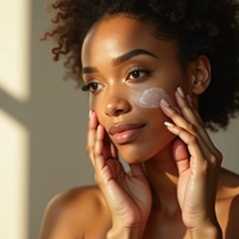 Mulher aplicando sérum de ácido hialurônico no rosto, demonstrando o cuidado com a pele