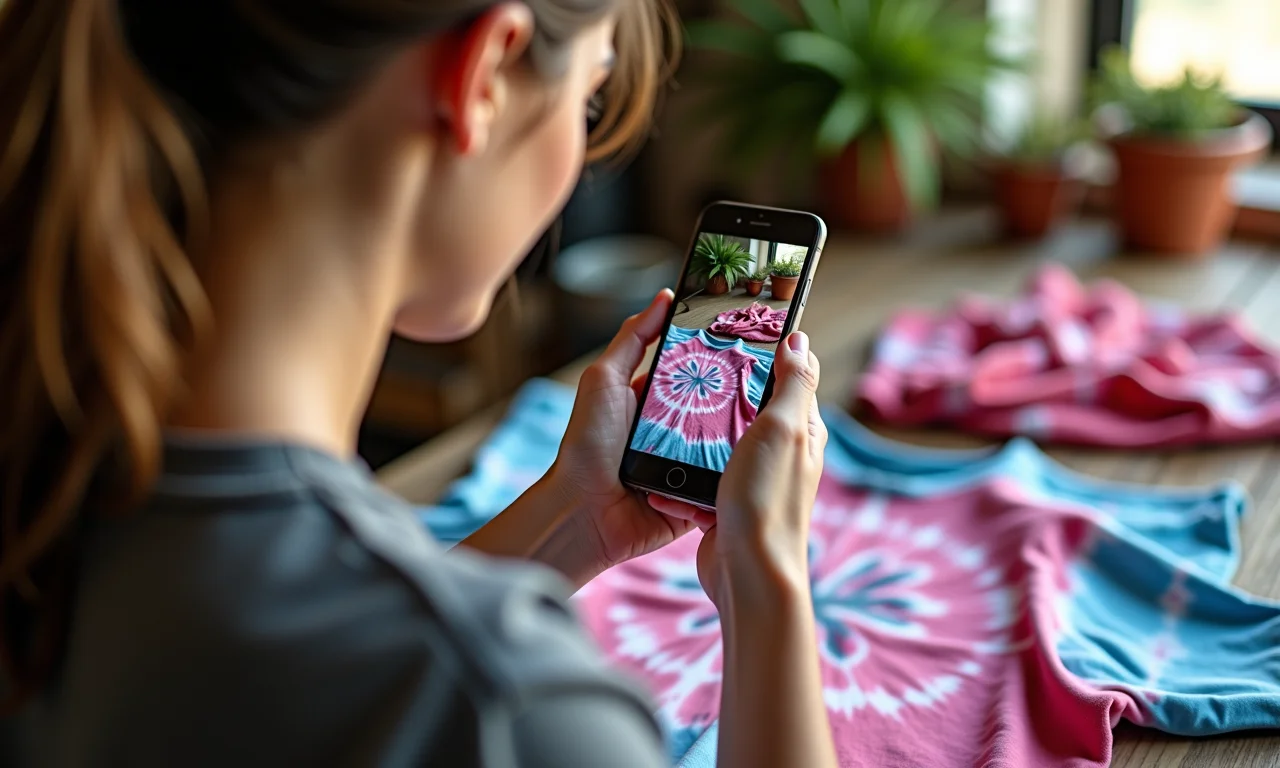 Mulher buscando inspiração para tie dye.