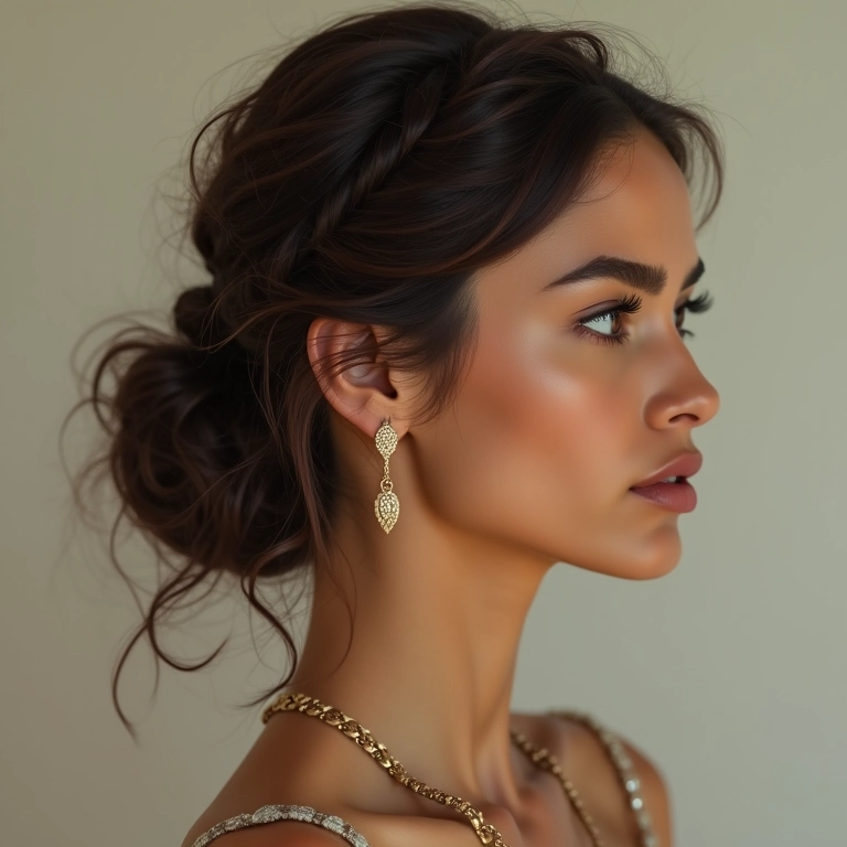 Mulher com meio preso com torcidinho.