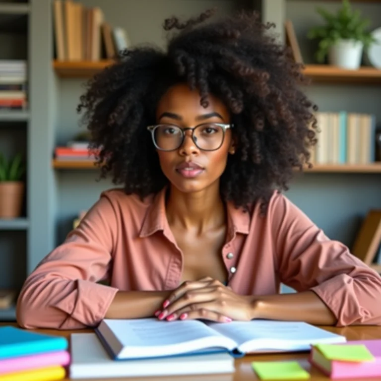 Mulher criando um plano de estudos personalizado para o Enem