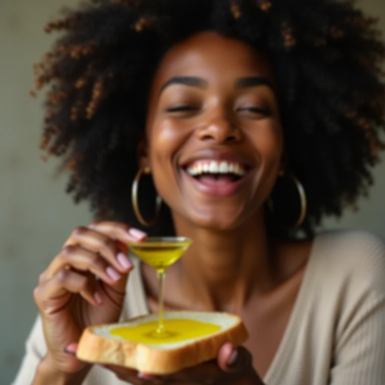 Mulher degustando azeite de oliva