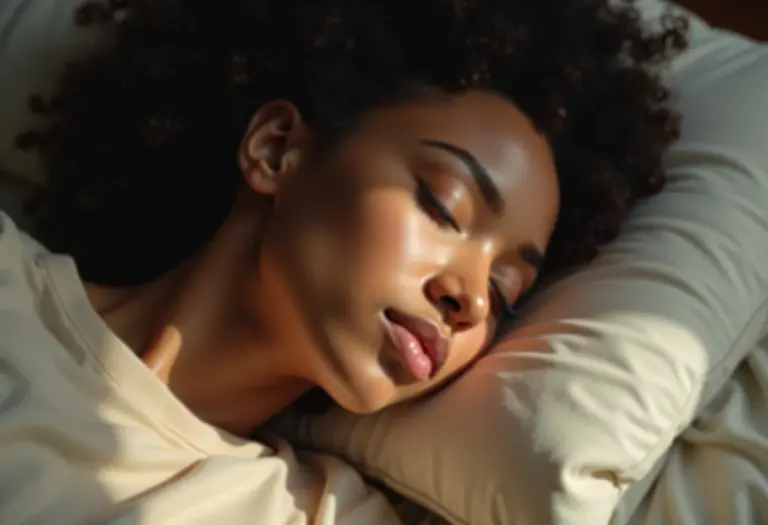 Mulher dormindo, pele radiante, sono da beleza