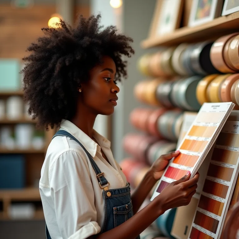 Mulher escolhendo a cor ideal para o quarto