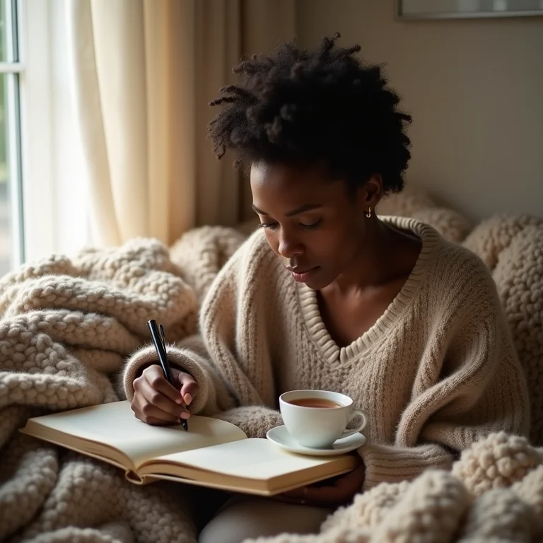 Mulher escrevendo livremente em um diário.