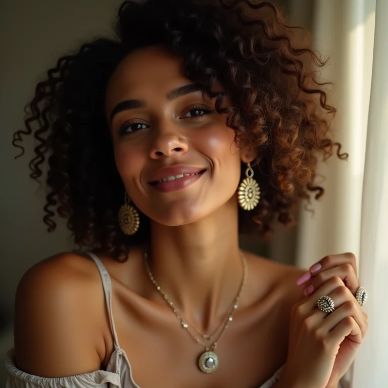 Mulher estilosa com acessórios para saia longa