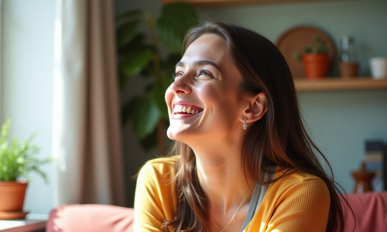 Mulher feliz aproveitando seu tempo livre.