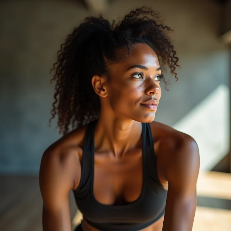 Mulher focada no progresso durante o exercício físico