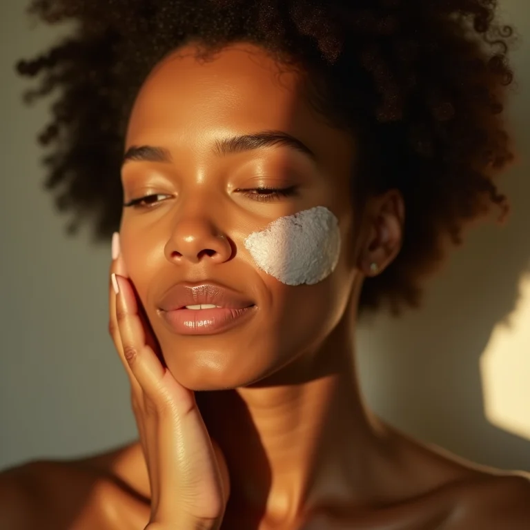 Mulher limpando o rosto com produto de zimbro