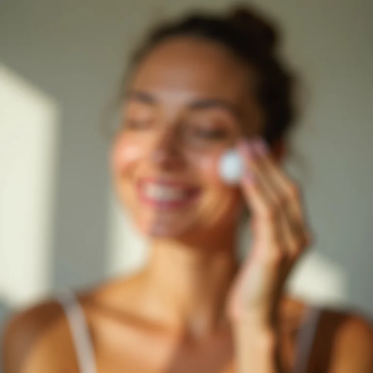 Mulher massageando o rosto com massageador facial para melhorar a circulação