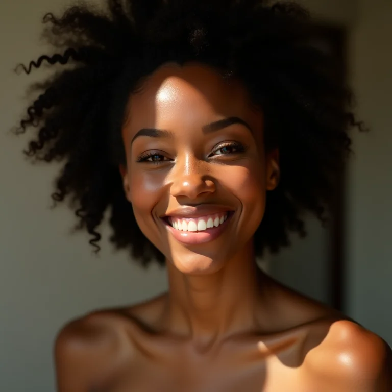 Mulher sorrindo com pele lisa e radiante, mostrando a melhora da textura da pele