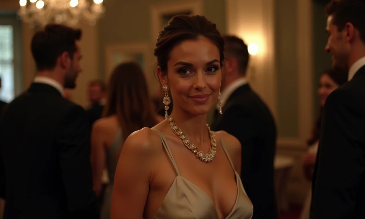 Mulher usando top cropped elegante em evento formal.