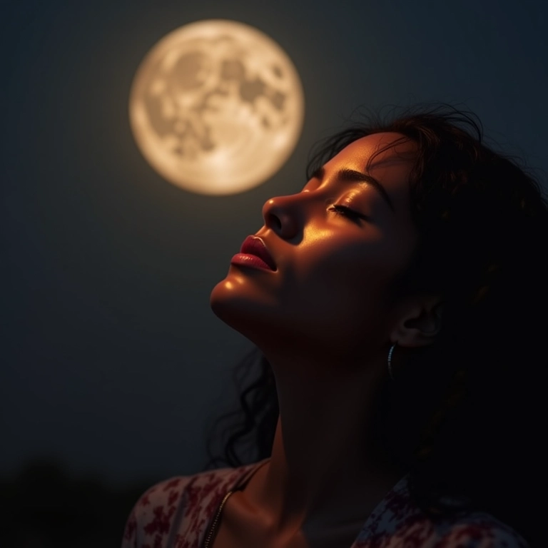Mulher visualizando seus sonhos durante ritual de Lua Nova.
