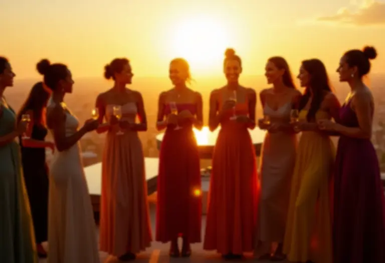 Mulheres estilosas usando saias longas em festa ao ar livre