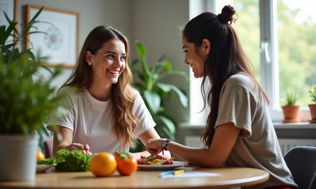 Nutricionista dando dicas para uma alimentação saudável.