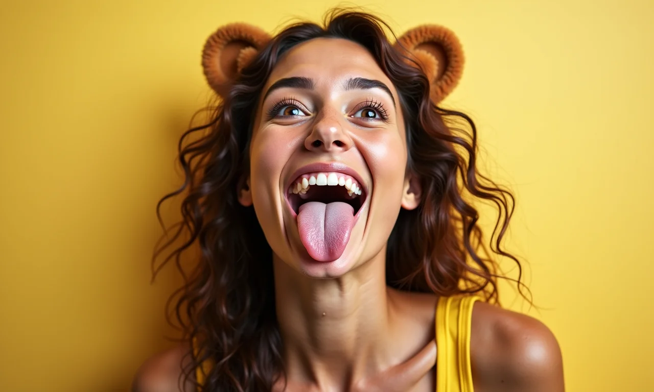 O Leãozinho Relaxante: pose de ioga facial para relaxar.