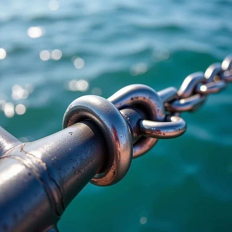 Olhal giratório conectando corrente e âncora