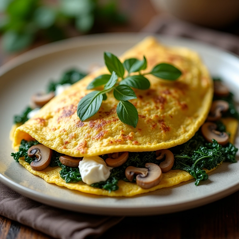 Omelete com vegetais e queijo cottage, opção proteica.