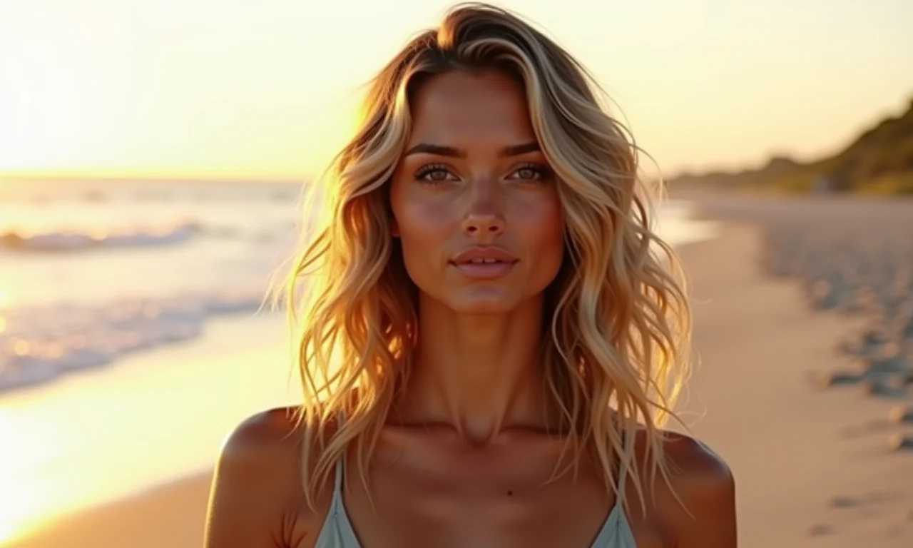 Ondas naturais com spray de sal em cabelo médio.