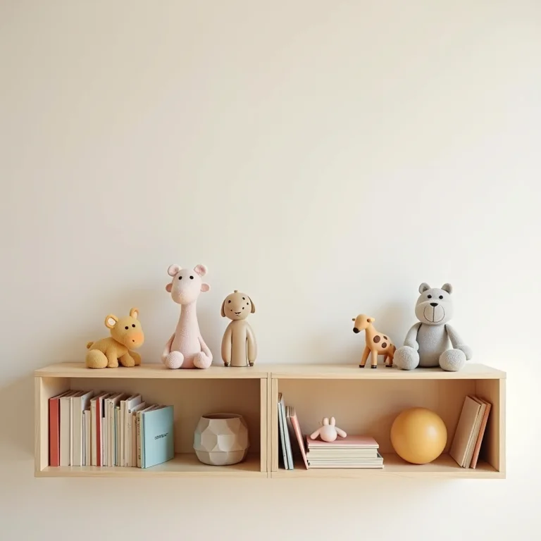 Organização de brinquedos e livros em um quarto infantil compartilhado, divididos por criança