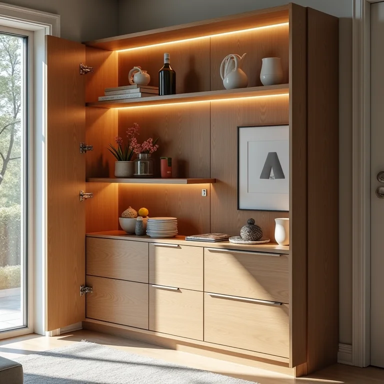 Organização interna de armário aéreo com organizadores