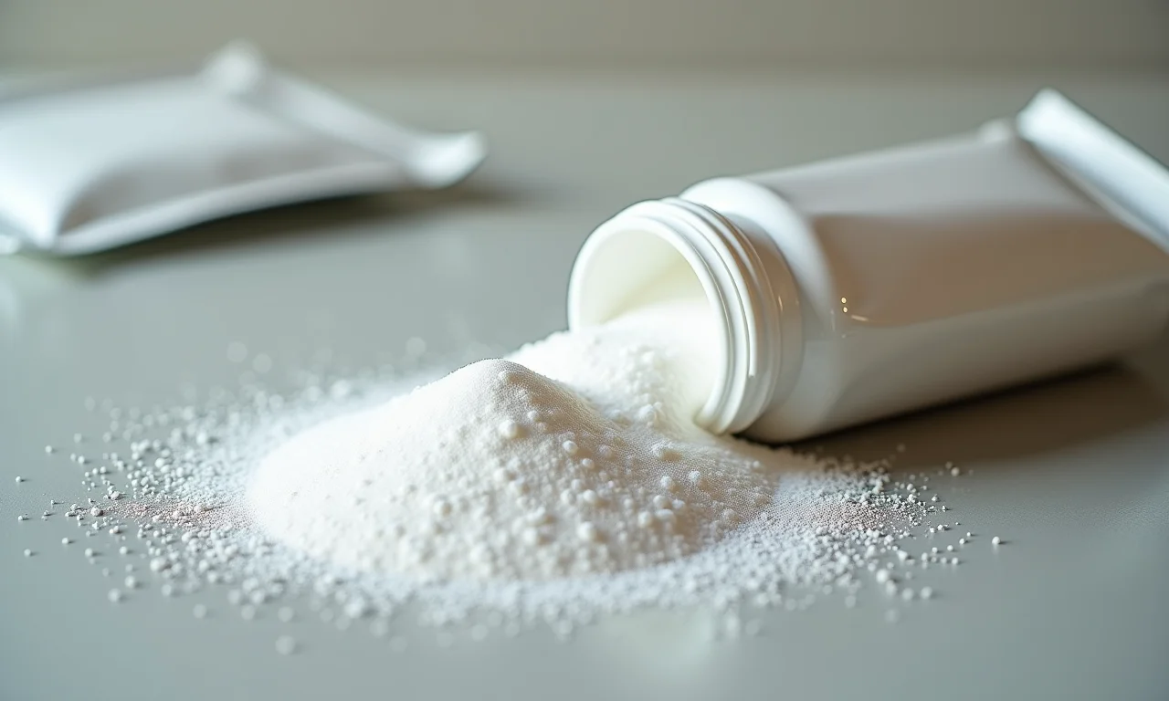 Pacotes de adoçantes artificiais derramados sobre uma mesa.