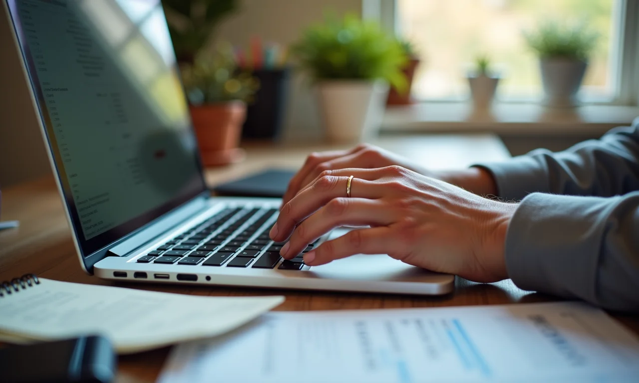 Pagamento de contas online em um ambiente organizado, simbolizando economia inteligente.