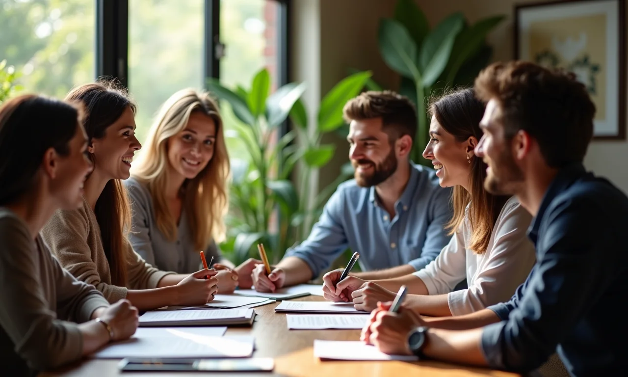 Painel de profissionais revisando currículos criativos de diversas áreas.