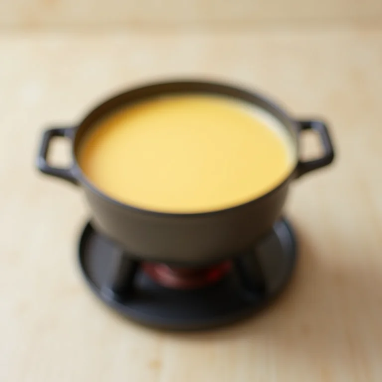 Panela de fondue de ferro fundido.