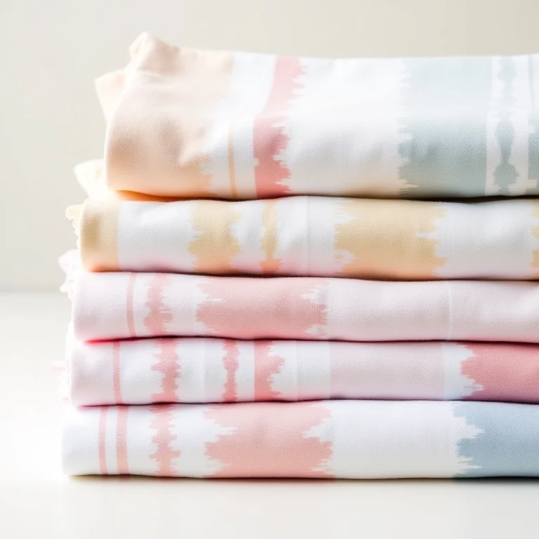 Panos de algodão com estampas tie dye listradas