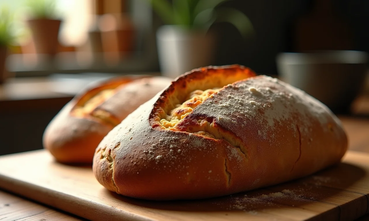 Pães caseiros: O aroma que conforta Pão caseiro rústico recém-saído do forno, com aroma convidativo.