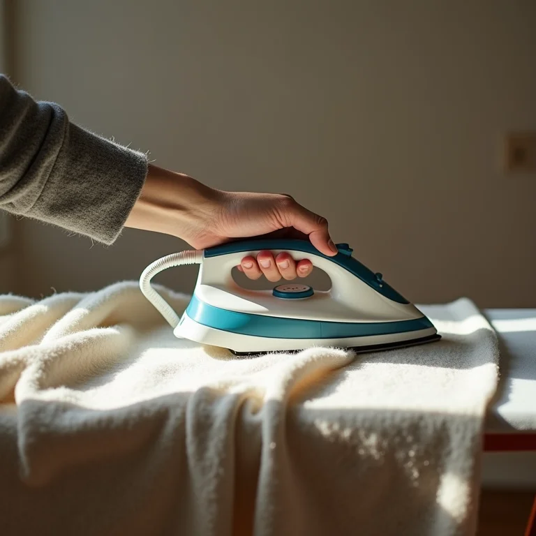 Passando roupa de lã com ferro em temperatura baixa