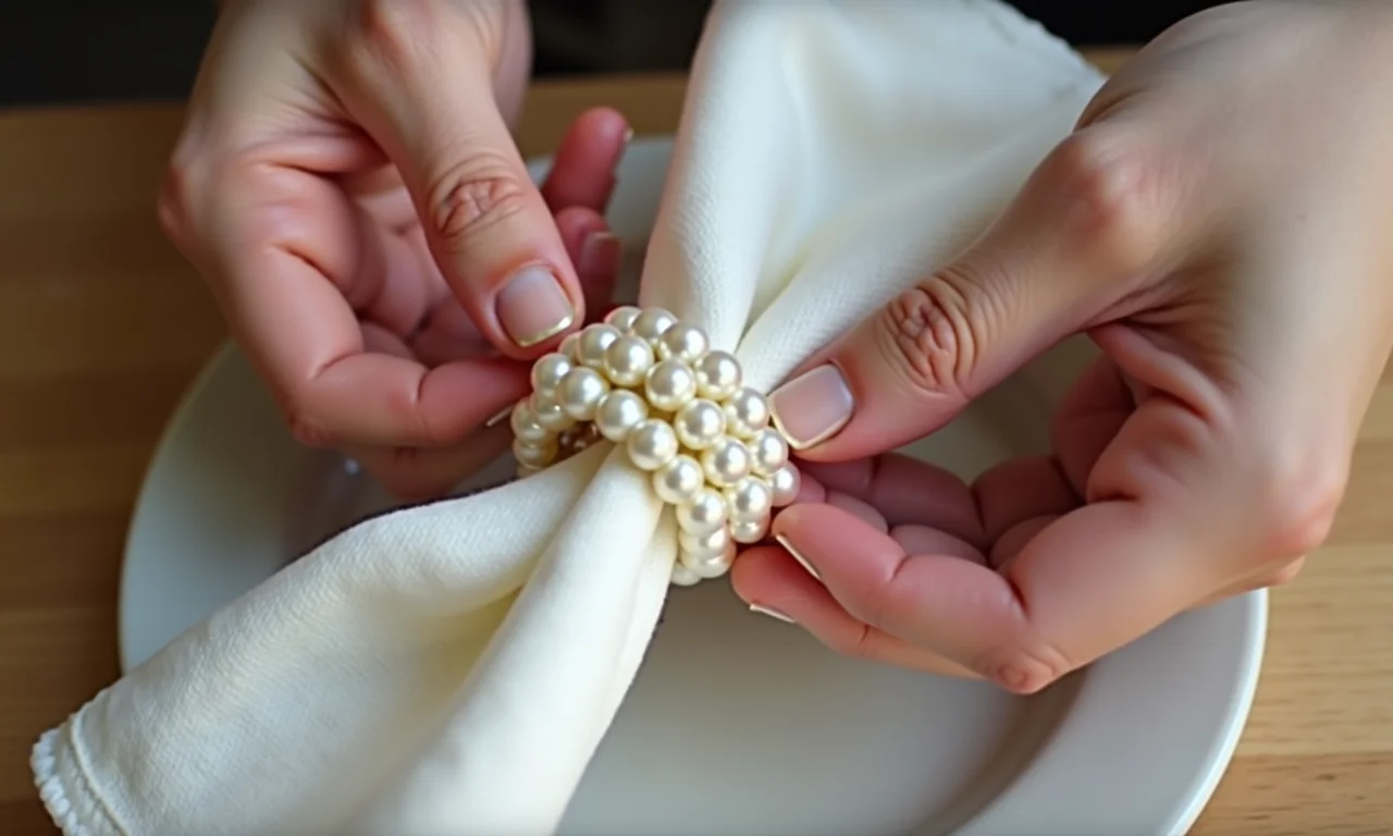 Passo a passo para criar porta guardanapos de pérolas.