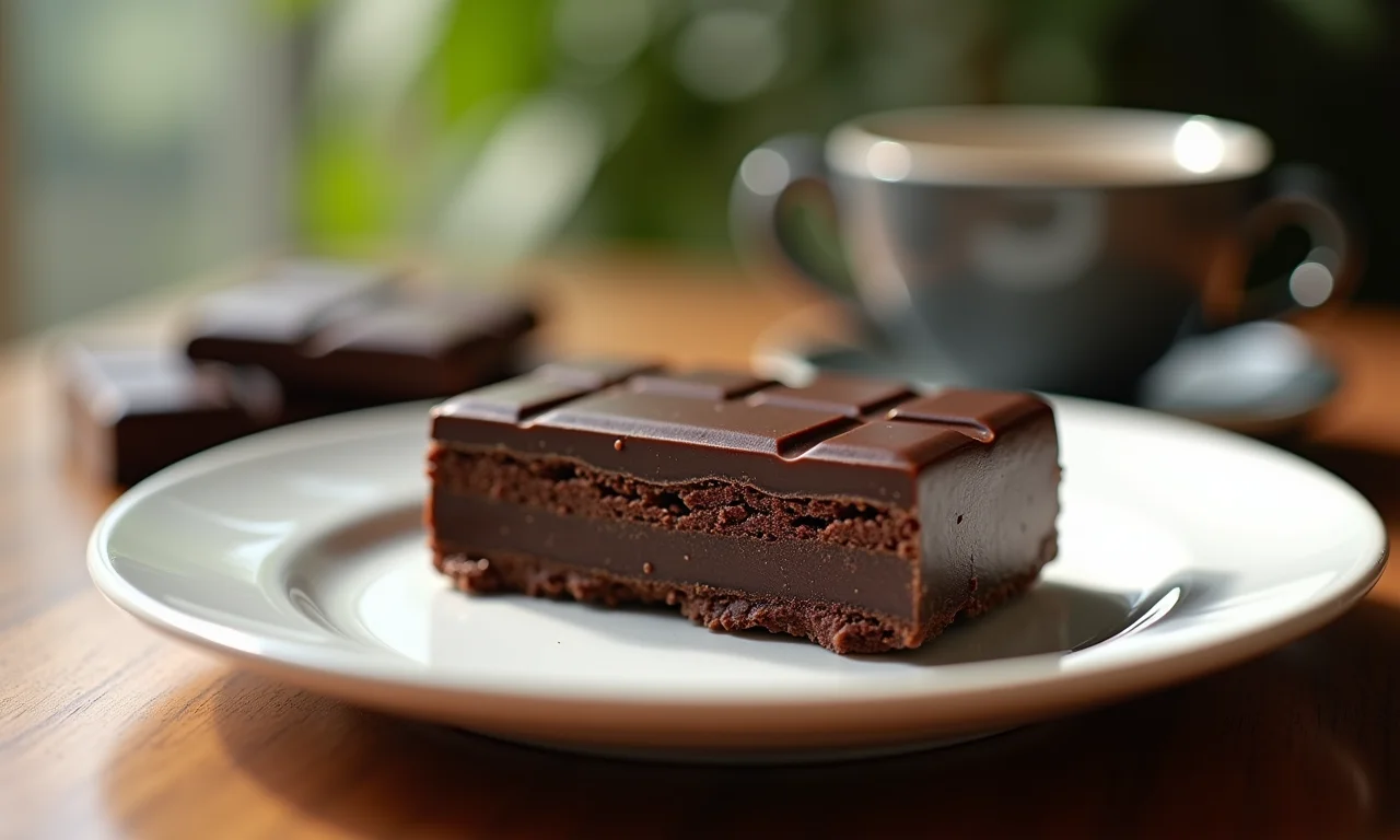 Pedaço de chocolate amargo.