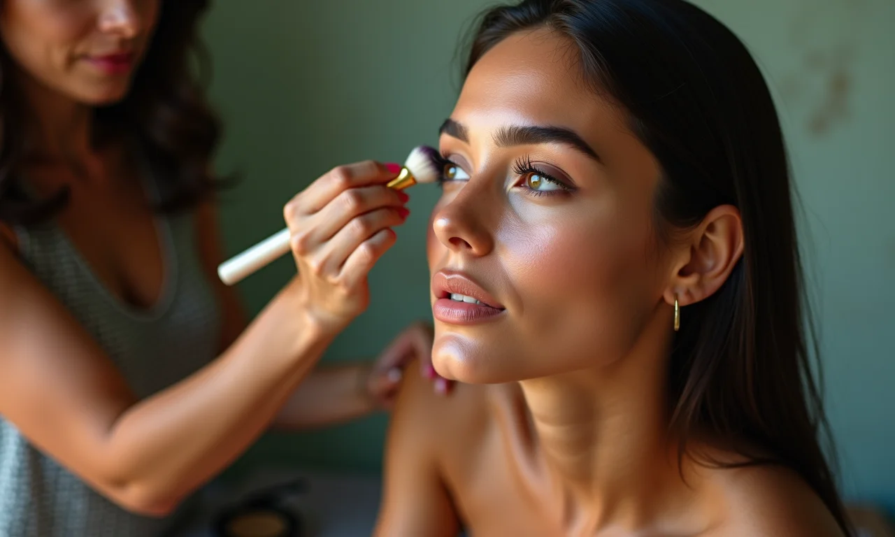 Pele uniforme e selada em mulher brasileira com maquiagem impecável.