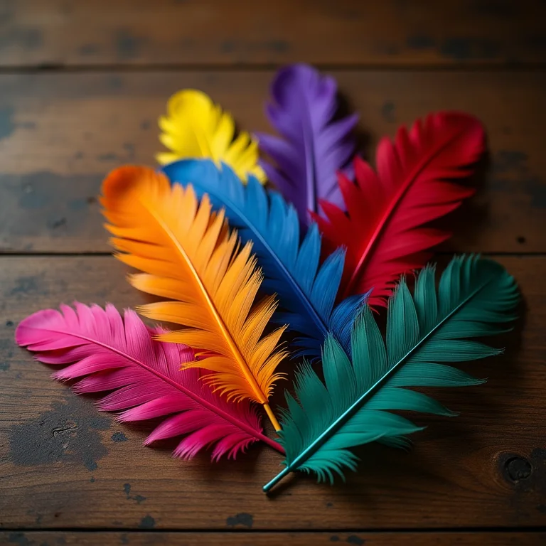 Penas coloridas para fazer peteca.