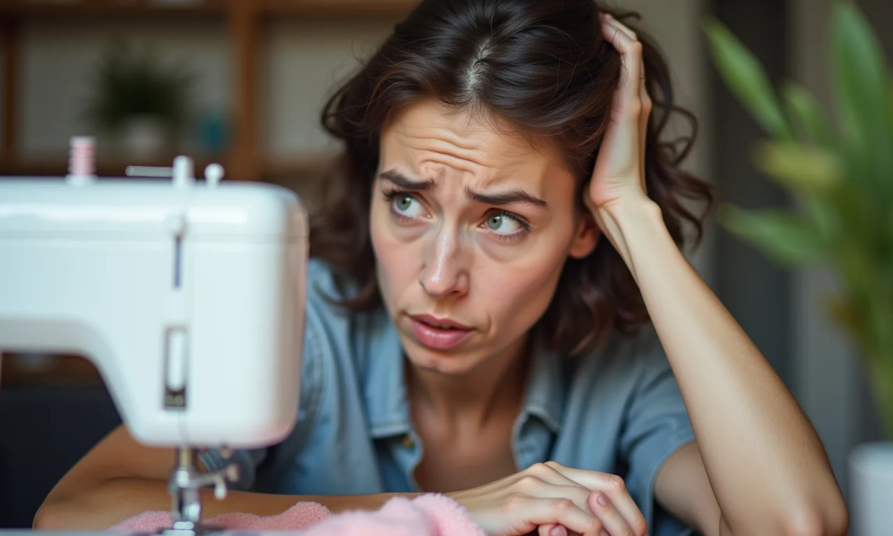 Pessoa confusa com um projeto de costura, tentando tirar dúvidas online.