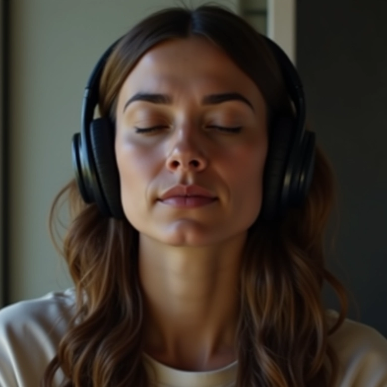 Pessoa seguindo as instruções de um guia de meditação.