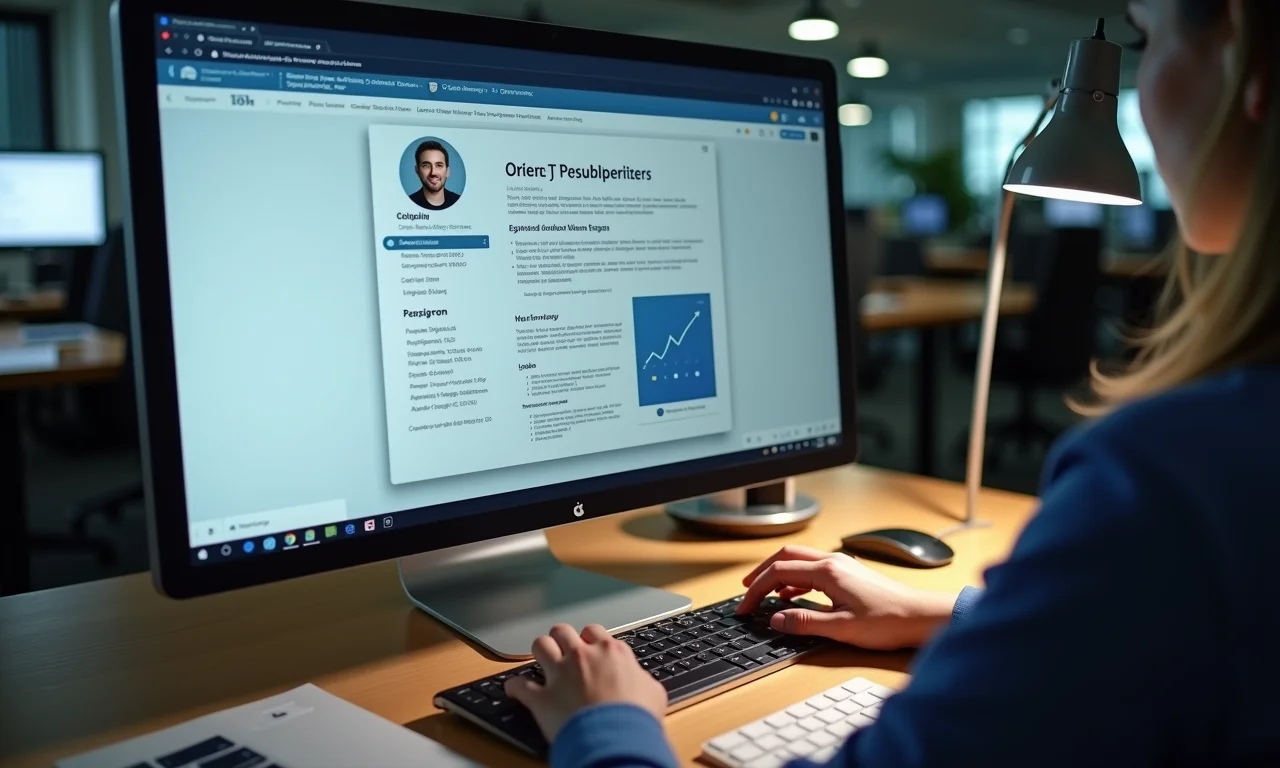 Pessoa usando software de design para criar currículo criativo.