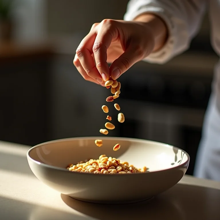 Pinhas sendo adicionadas a um prato