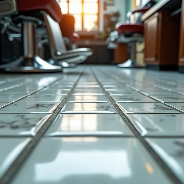 Piso de porcelanato elegante em barbearia